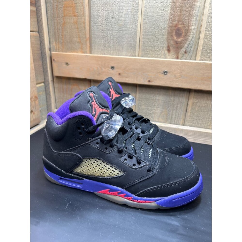 Nike Air Jordan 5 Retro GG "Raptors" Color "Black/EmberGlow/Purple Youth Size 6Y